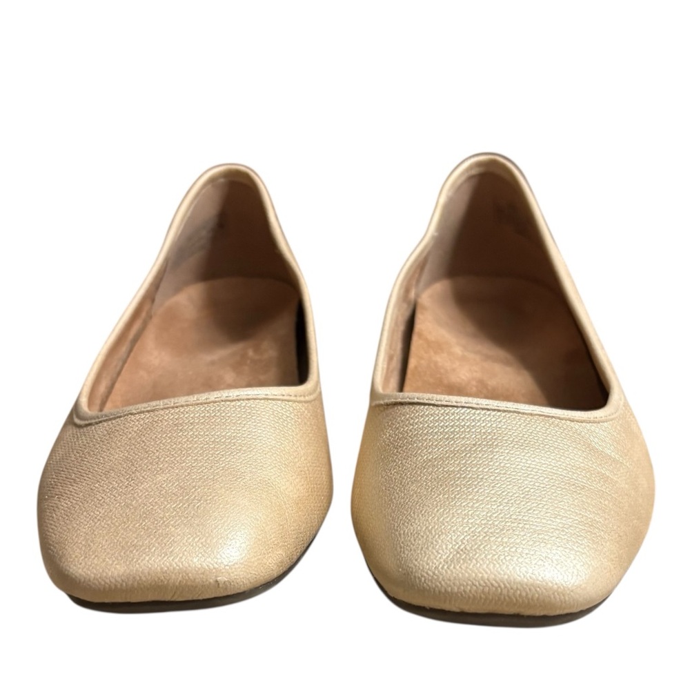 VIONIC Orinda Square Toe Leather Orthotic Ballet Flats in Gold Shimmer Size 9 - Picture 4 of 10
